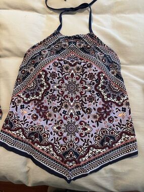 Kona Sol Navy & Lavender Boho swim top